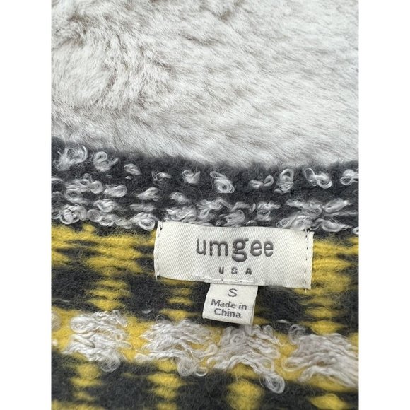 Umgee Sweater Womens Gray Nordic Fair Isle Chunky Knit Pullover Balloon Sleeve - Picture 4 of 6
